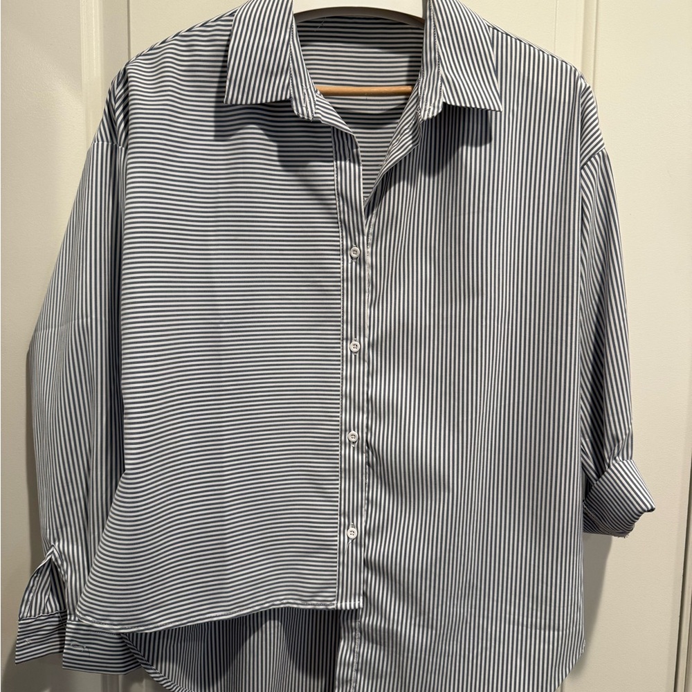 Classic Striped asymmetrical women Shirt